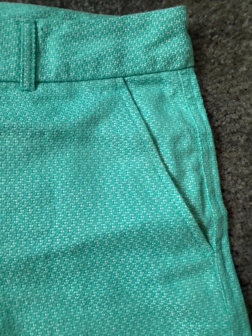 BANANA REPUBLIC Mint Green Tweed Cotton Linen Short Suit Set Blazer 6 Shorts 8 - Picture 2 of 16